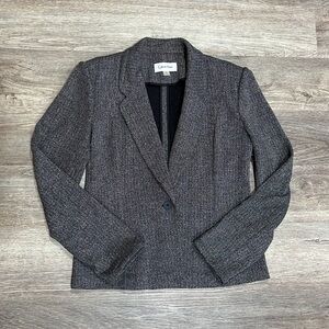 Calvin Klein Women’s Gray Knit Blazer Women’s Size 10 Small Herringbone